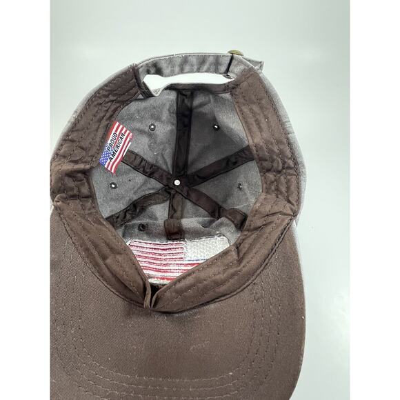 Proud American Brand Cap/Hat Distressed Look American Flag Brown Adjustable Gray - Picture 5 of 6
